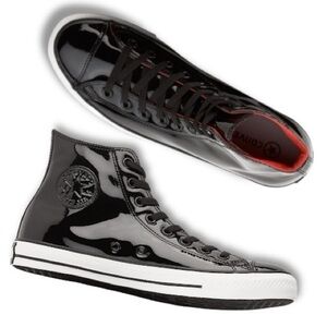 Converse Black Leather Hi-tops 9